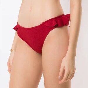 Cube Bossa laven ruffled red bikini bottoms